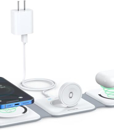 Wireless Charger 3 in 1,RTOPS Magnetic Travel Wireless Charging Station Multiple Devices,GaN 3 in 1 Charging Station,Compatible for iPhone16/15/14/13/Pro/Max,iWatch,AirPods4/3/2/Pro(Adapter Includes)