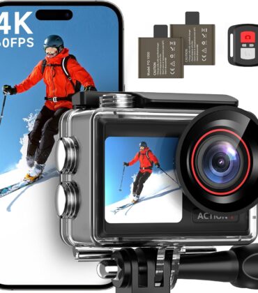 ODDV 4K60FPS 30MP Action Camera with Front LCD and Touch Rear Screens, Underwater Camera with 5X Zoom, 132FT Waterproof Camera, EIS, WiFi Remote Control（Black）