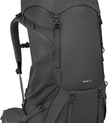 Osprey Rook 65L Men's Backpacking Backpack, Dark Charcoal/Silver Lining