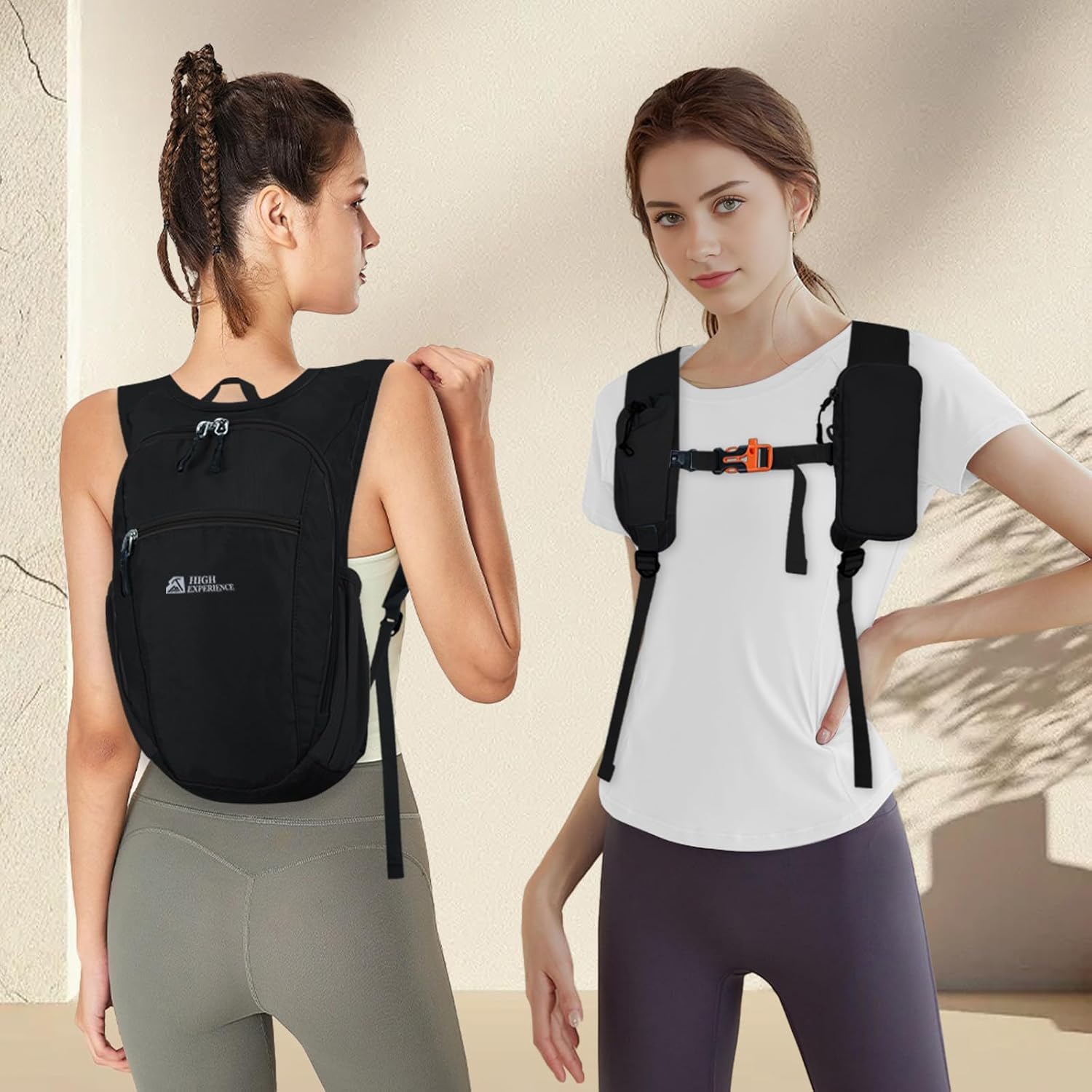 Hiking Backpack 10L/15L Small Daypack Lightweight Packable Travel Foldable Water Resistan for Women Men (Black, 10L) - Image 2